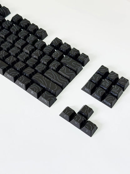 Contour Lines Translucent Keycaps Side Engraving Cherry Profile Black White Key Cap 60 70 80 90 100 Layout Mechanical Keyboard