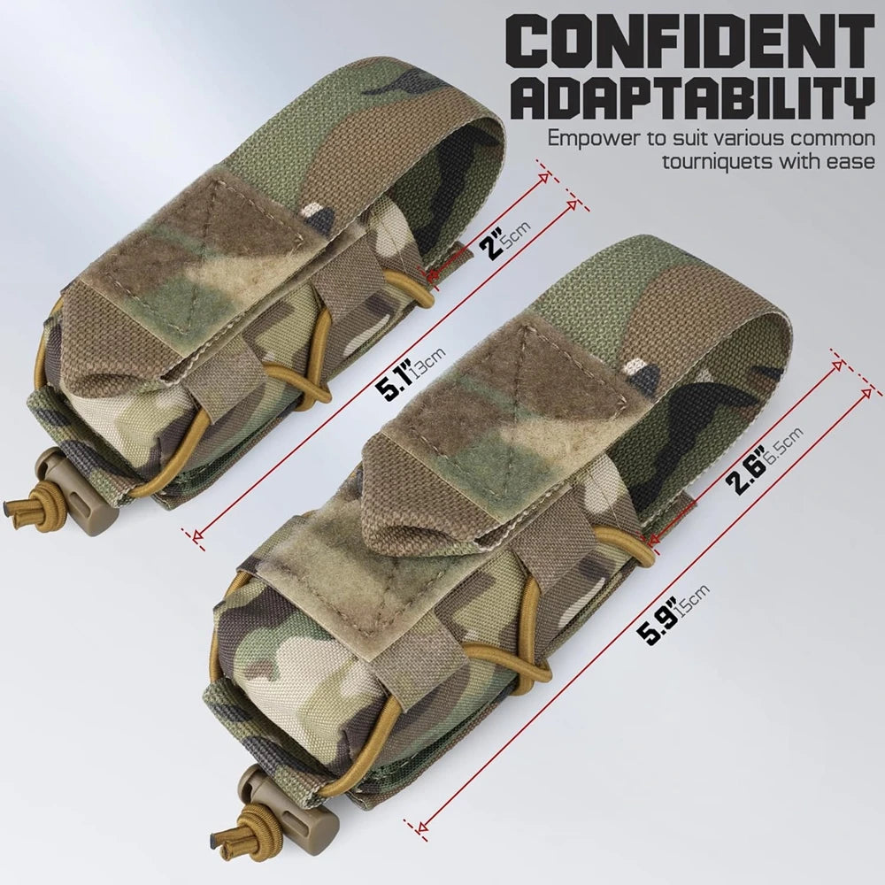 MOLLE Tourniquet Holder IFAK TQ Holder Tactical Medical Pouch Holster First Aid Kit Cross Patch/Bungee Cord with tourniquet