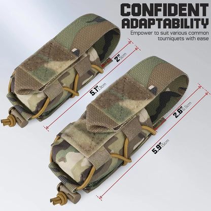 MOLLE Tourniquet Holder IFAK TQ Holder Tactical Medical Pouch Holster First Aid Kit Cross Patch/Bungee Cord with tourniquet