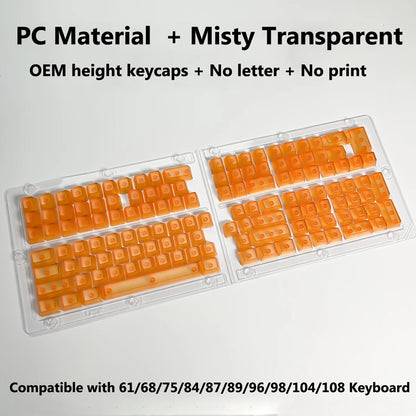 Full Sets Transparent Keycaps for Mechanical Keyboard Front/Side/None Print RGB Backlit Full/Misty Transparent Keycap 130+ Key