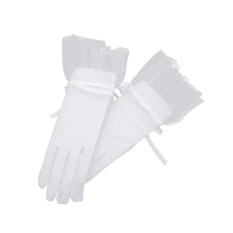 Sexy Transparent Black White Mesh Tulle Glove, Spring Summer Thin Short Glove, Party Dancing Dress Wedding Glove, Lolita New