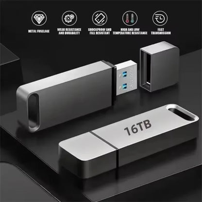 NEW 16TB Metal Flash Drive USB3.2 High Speed Transfer Large Capacity Portable USB Memory Pen Drive For Phone Computer Car U Disk