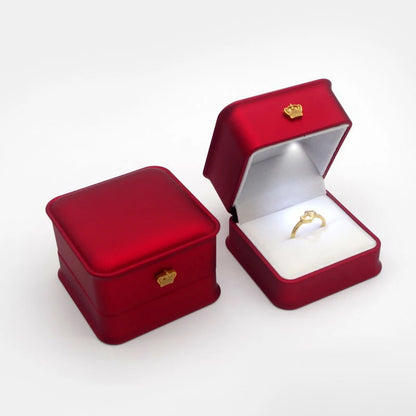 LED Jewelry Ring Box with Light Luxury Crown Earrings Pendant Storage Display Proposal Wedding Gift Box Jewelry Organizer Box
