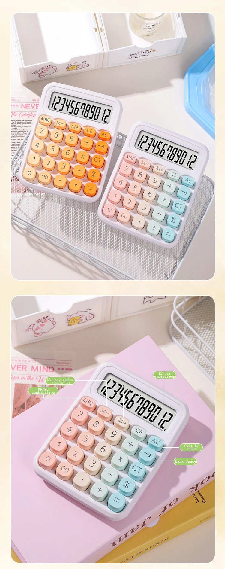 Calculator with Dual Power Supply, 12 Digits, Electronic Calculator, Home, Office, School, Financial, accounting Tools