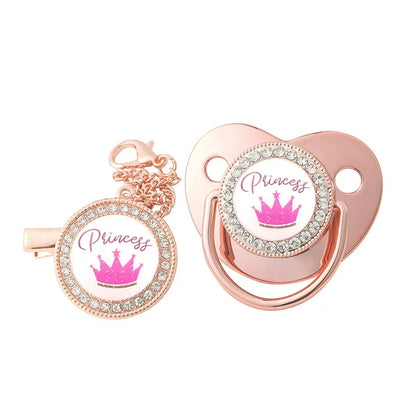 New Baby Pacifier Chain Clips Crown Princess Prince Pacifiers Holder Silicone Nipple Luxury Infant Teether New Born Shower Gifts