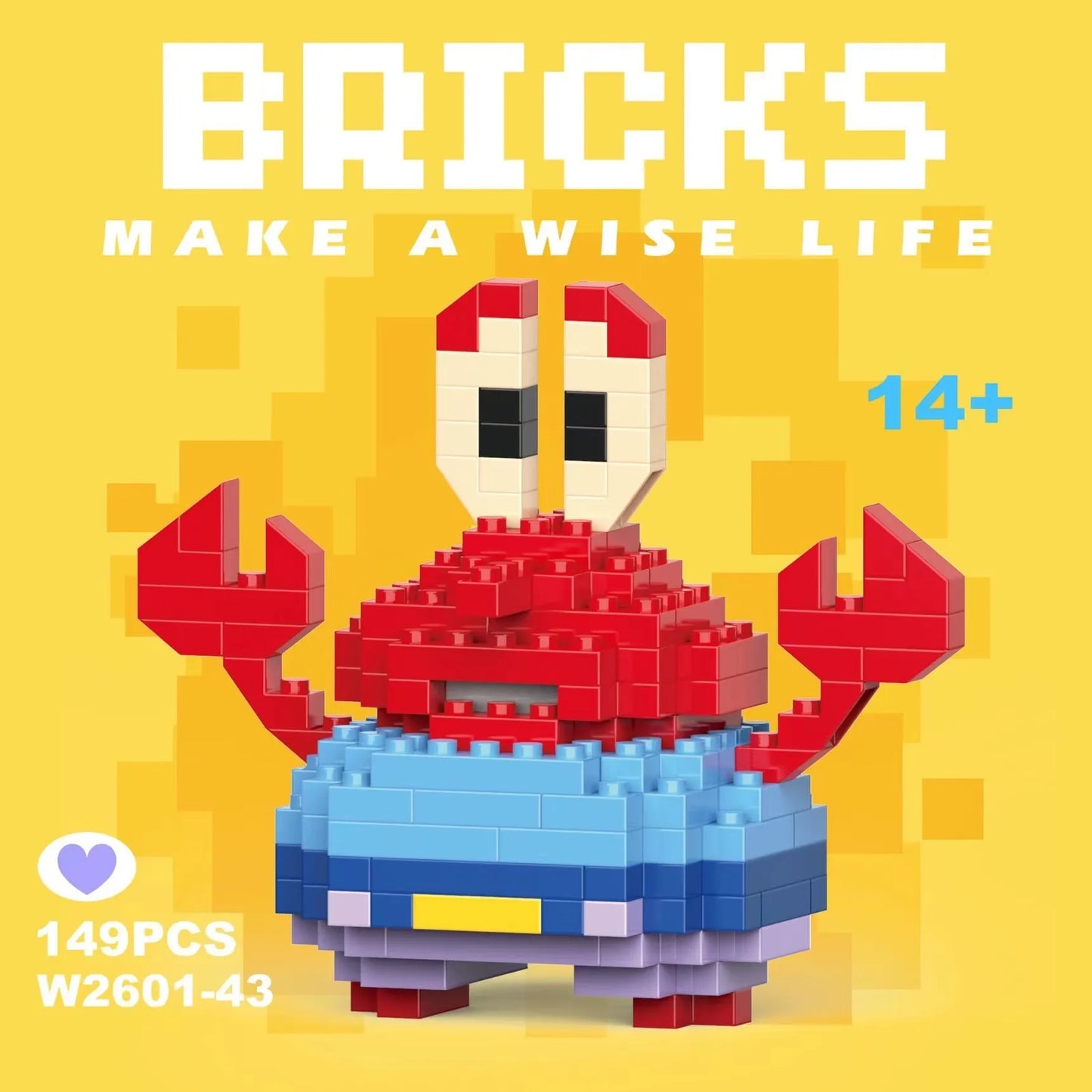 Cute building blocks Spongebob Patrick Squidward Mr. Crab Gary Plankton small particle assembly building blocks