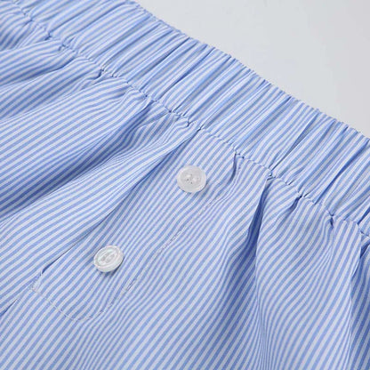 Striped Print Casual Shorts for Women, Elastic Waist Fashion Button Bottoms Streetwear, Chic Basic Y2K Loose Shorts