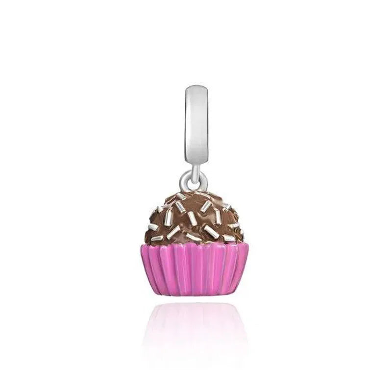 Hot Selling 925 Silver Pink Cake, Dog Paw, Luggage, Cup Bead Pendant Suitable for European Original Bracelet DIY Exquisite Jewelry