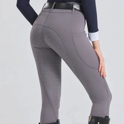 Spring and Summer Women's Knitted High-Stretch Slim-Fit Silicone Grip Riding Pants, Breathable