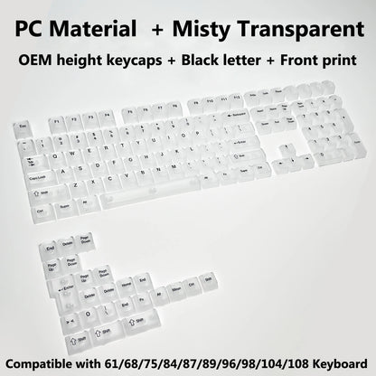 Full Sets Transparent Keycaps for Mechanical Keyboard Front/Side/None Print RGB Backlit Full/Misty Transparent Keycap 130+ Key