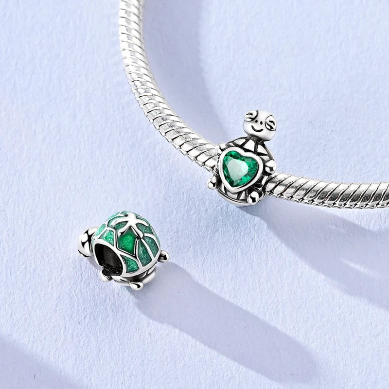 PAMELA 925 Sterling Silver Sea Turtle Starfish Blue Charm Dolphin Octopus Shell Bead For Original Charms Bracelets Ocean Jewelry