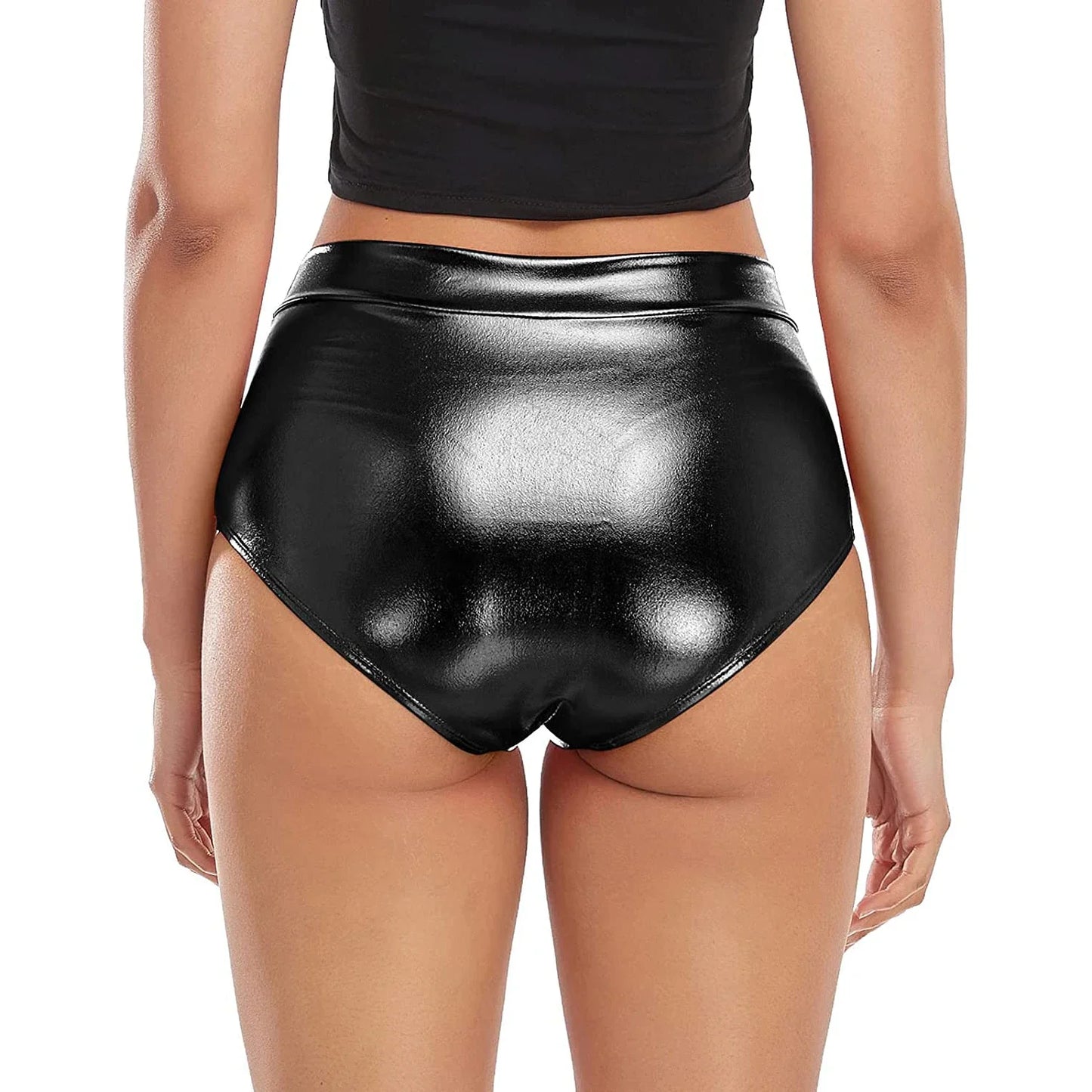 Women Mid Waist Metallic Shorts For Adults Ballet Performance, Dance Bottoms Basic Booty Shorts, Fitness Pants For Girls