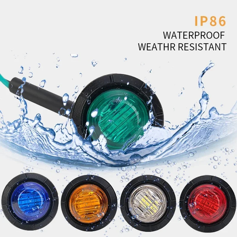 10/20 PCS Mini Round LED Side Marker Light High Brightness 12-24V Truck Trailer Auto Indicators Clearance Light Universal