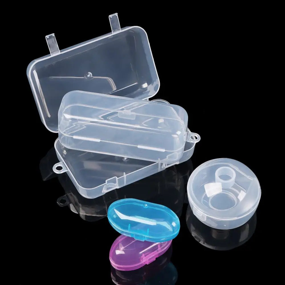 Various Shapes Plastic Transparent Storage Box, Small Items Sundries Organizer Case, Jewelry Earrings Rings Beads Container Tools