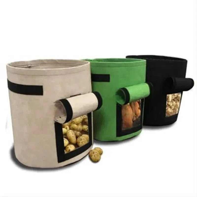 1Pc, Felt Potato Planting Bag, Large Diameter Vegetable Plant Seedling Bag, Non-Woven Felt Potato Growing Bucket