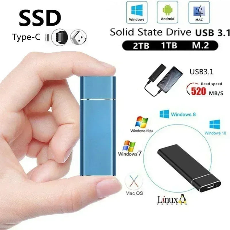 Mini USB SSD portátil 256 TB 1 TB 2 TB de alta velocidad original de almacenamiento masivo SSD USB3.0 Disco duro externo para ordenador portátil SSD