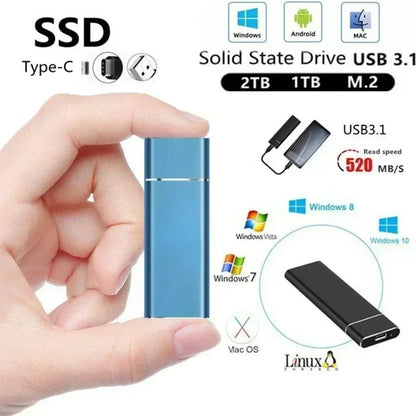 Mini USB SSD portátil 256 TB 1 TB 2 TB de alta velocidad original de almacenamiento masivo SSD USB3.0 Disco duro externo para ordenador portátil SSD