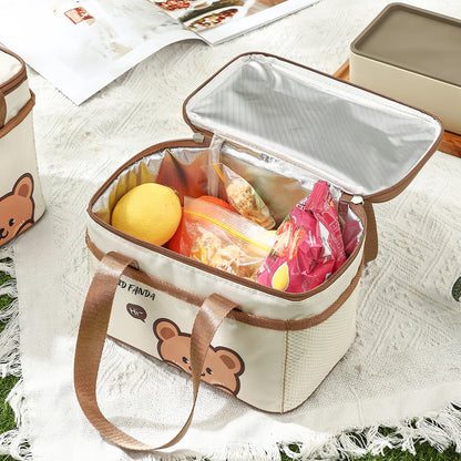 WORTHBUY Cute Thermal Lunch Box Bag, Student Portable Large Capacity Insulated Lunch Bag, Waterproof Reusable Picnic Cooler Bag