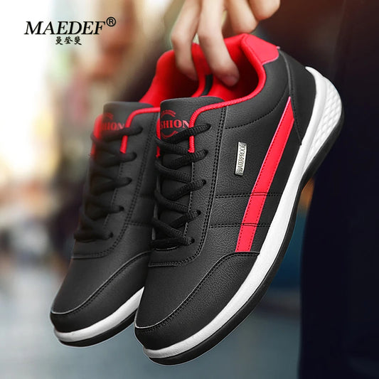 Men Leather Sneaker, Waterproof Casual Comfortable Men's Sneaker, Lace Up Footwear, Vulcanized Man Shoe Masculino, MAEDEF