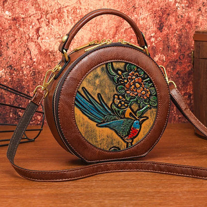Vintage Handbag Women Shoulder Bag Luxurious Designer Round Bag High-quality Gift Embossed Printed Crossbody Purse for New Women