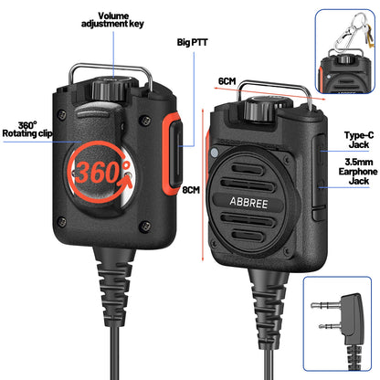 Baofeng AR-152 Tactical Remote Speaker Mic K Plug 2 Pin Volume Adjustable For AR-152 UV-5R UV-25 PRO Walkie Talkie Two Way Radio