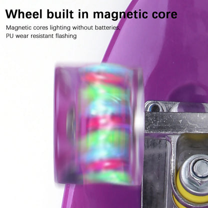 Four Wheels Skateboard Portable Children Skateboard with Four Wear Resistant Flashing Wheels for Kid Beginners Kid Skateboard