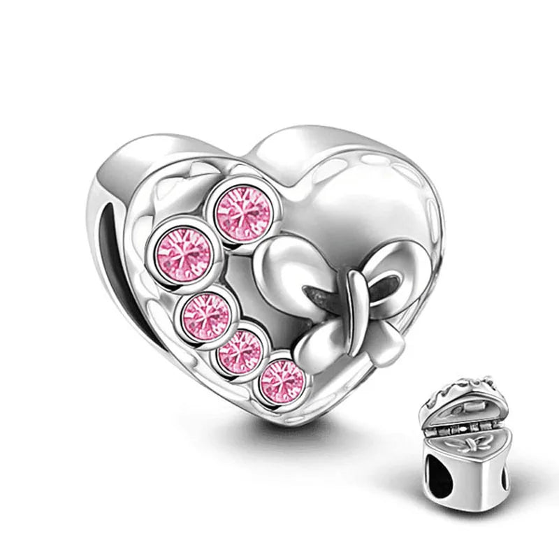 Hot Selling 925 Silver Pink Cake, Dog Paw, Luggage, Cup Bead Pendant Suitable for European Original Bracelet DIY Exquisite Jewelry