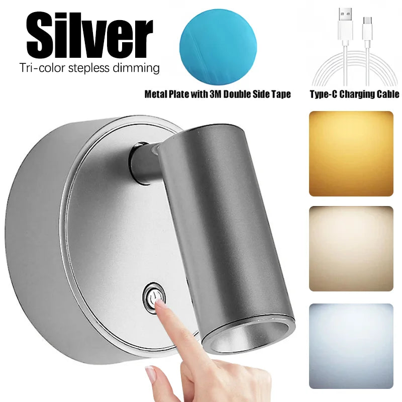LED Magnetic Wall Lamp, USB Rechargeable, Touch Switch, Adjustable Brightness, Ideal for Bedroom, Dining Room, Party, Art Decor