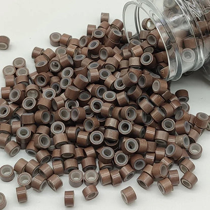 1000Pcs, Hair Extentions Micro Rings Links Beads, 5mm Silicone Lined Beads for Human Hair Extensions Tool-Multi-colored