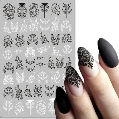 3d Nail Art Decals Tropical Palm Leaves Flowers Laces Faces Adhesive Sliders Nail Stickers Decoration For Nail Manicure