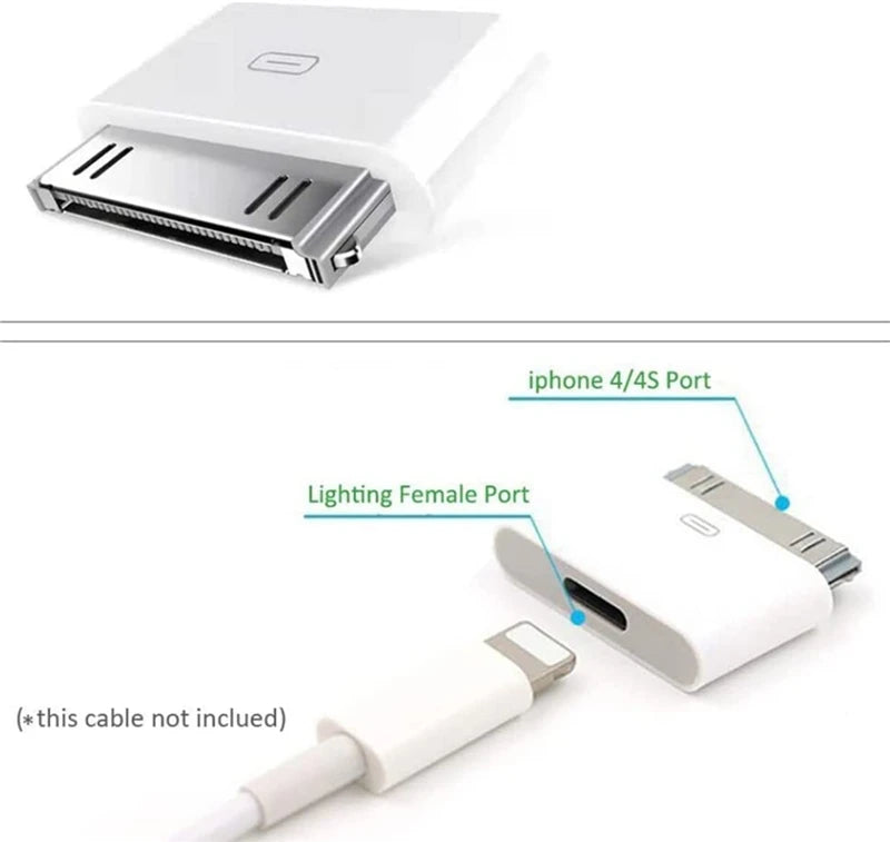 8-Pin Male to 30-Pin Female Charging Sync Lighting to 30-Pin Adapter for iPhone 4 4S iPad 2 3 iPod Touch Charger Cable Converter