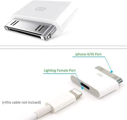 8-Pin Male to 30-Pin Female Charging Sync Lighting to 30-Pin Adapter for iPhone 4 4S iPad 2 3 iPod Touch Charger Cable Converter