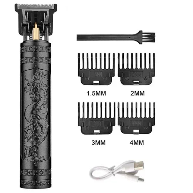 Electric Hair Clipper for Men Professional Barber Shaver Beard Trimmer Dragon Buddha Design Body Hair Cutting Machine USB