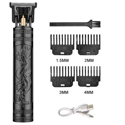 Electric Hair Clipper for Men Professional Barber Shaver Beard Trimmer Dragon Buddha Design Body Hair Cutting Machine USB