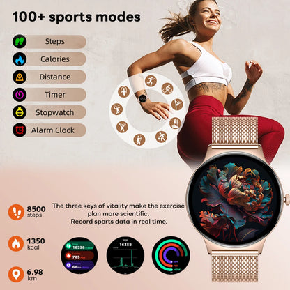 Ultra-Thin Fashion Women's Smart Watch 1.43 inch AMOLED HD Screen Sports Bracelet Clock Always Show Time Bluetooth Call Smartwatch