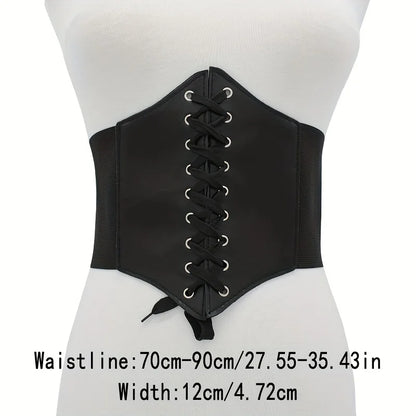 New Corset Punk Black Wide Belt, Pu Leather Slimming Body Belts for Women, Elastic High Waist Belt Female Cummerbunds