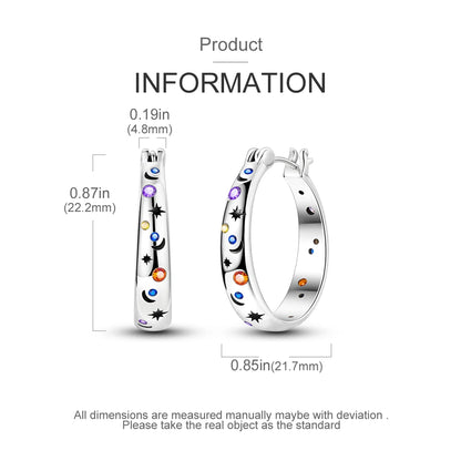 925 Sterling Silver Colored Zirconium Stars Hoop Earrings For Women Jewelry, Anniversary WeddingMaking Jewelry Gift