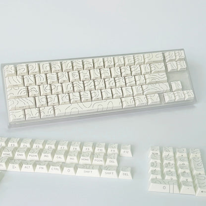 Contour Lines Translucent Keycaps Side Engraving Cherry Profile Black White Key Cap 60 70 80 90 100 Layout Mechanical Keyboard