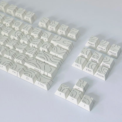 Contour Lines Translucent Keycaps Side Engraving Cherry Profile Black White Key Cap 60 70 80 90 100 Layout Mechanical Keyboard
