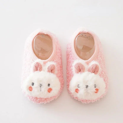 Autumn Winter Warm Baby Slippers, Toddler Plush Floor Sock Shoes, Boys Girls Soft Anti-slip Walking Shoes, Indoor Home Kids Socks