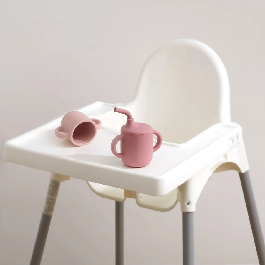 Color Kids 1Pcs Baby Learning Drinking Cup Portable Straw Detailed Comfortable Grip Silicone Double Ear Kids Sippy Cup Baby Stuff