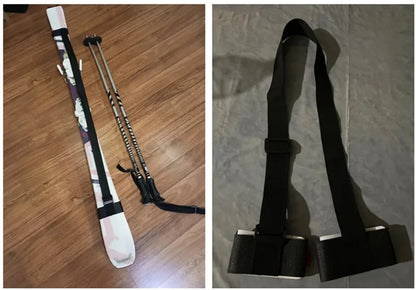 Nylon Ski Pole Shoulder Hand Carrier Lash Handle Straps Adjustable Buckle Hook Loop Protecting Black Nylon Ski Handle Strap Bag