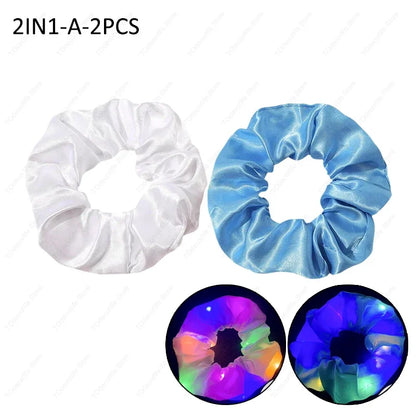 LED Luminous Scrunchies Hairband Women Glowing Elastic Hair Tie Hair Rope Girl Glow in the Dark Party Supplies Hair Accessory