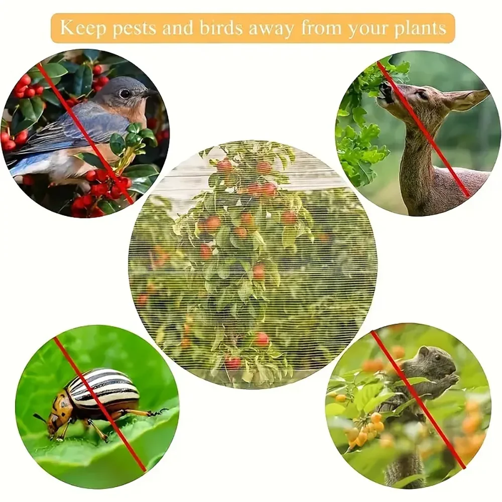 Extra-Thick Garden Netting With Drawstring & Zipper - Insect & Bird Protection For Fruits, Citrus, Flowers PE Material Insect Netting