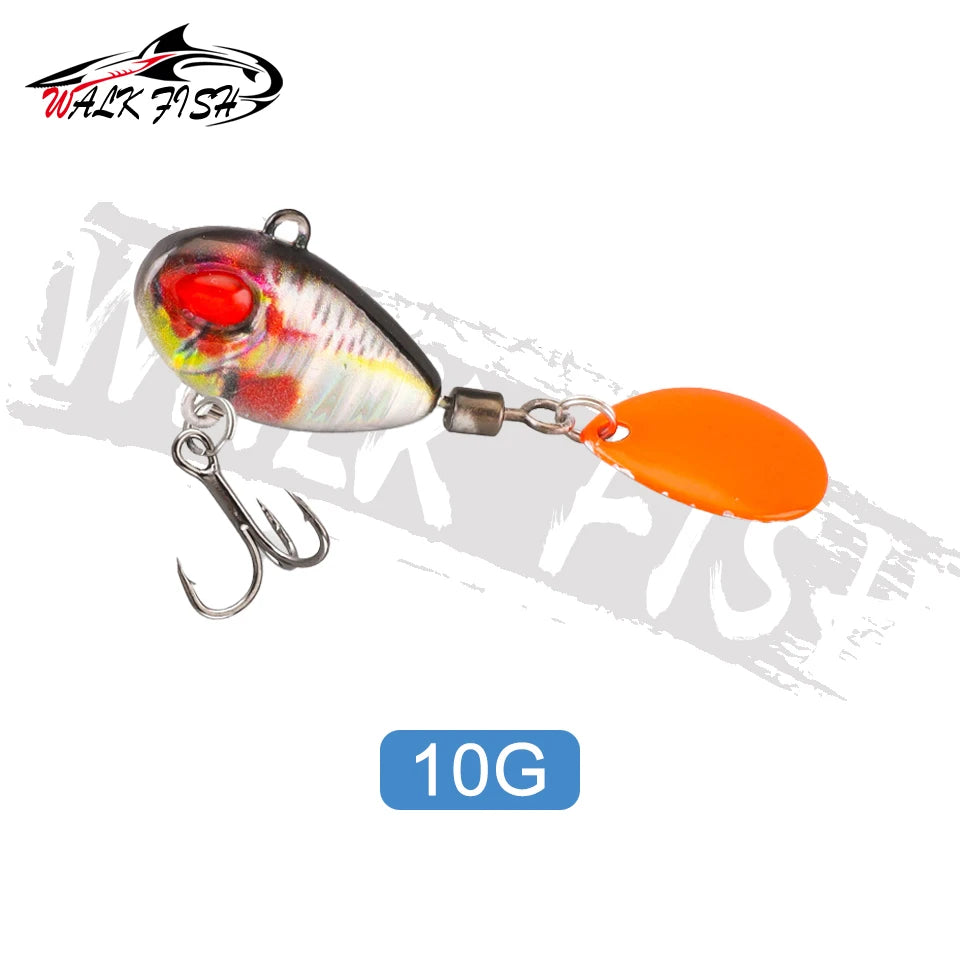 WALK FISH Sinking 3g-21g VIB Lure Spoon Spinner Fishing Bait Wobblers Metal Jig Rotating Sequin Tail Far Casting For Sea Bass