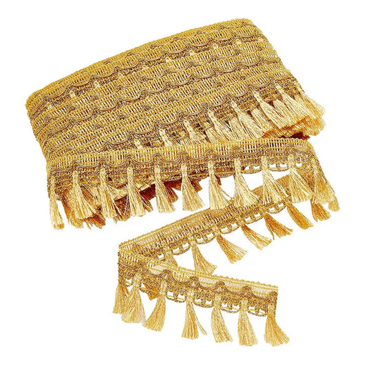 5 Yards Gold Silver Fringe Tassel Trim Polyester Fiber Fringe Lace Trim Ribbon Crafting Lace Sewing Trim for Curtain Clothes Ho