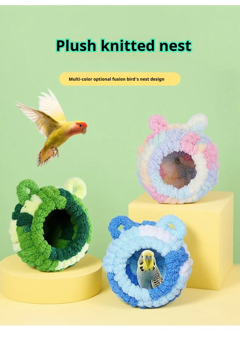 Bird Nest Warmth Parrot Nest Winter Bird Nest Thick Cotton Fleece Flannel Bird Cage Hanging Breeding Nest Small Pet Keep Warm