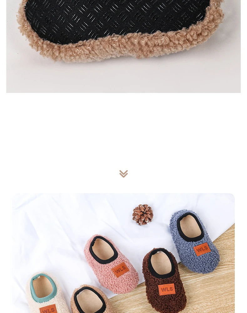 Autumn Winter Warm Baby Slippers, Toddler Plush Floor Sock Shoes, Boys Girls Soft Anti-slip Walking Shoes, Indoor Home Kids Socks