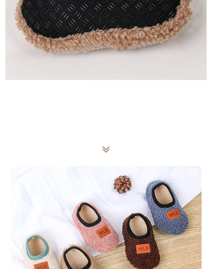 Autumn Winter Warm Baby Slippers, Toddler Plush Floor Sock Shoes, Boys Girls Soft Anti-slip Walking Shoes, Indoor Home Kids Socks