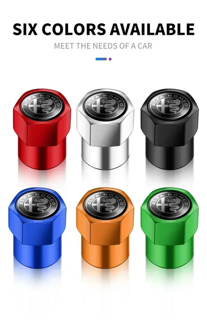 4Pcs Metal Car Wheel Tire Air Valve Caps Stem Covers For Alfa Romeo Mito Brera 147 Giulietta 159 156 Stelvio Sportiva Giulia